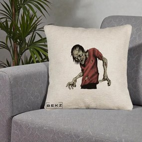Perna Decorativa Halloween Zombie Infricosator, 40x40 cm, Bej Canapea, Husa Detasabila, Perna Inclusa, BEKZ®