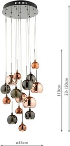Där Lighting AUR1564 - Lustru suspendat pe cablu AURELIA 15xG4/10W/230V