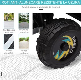 ATV Copii Electric cu Baterie Incarcabila HOMCOM, Viteza 2,8-4,6km/h, Varsta 18–48 Luni, Negru | Aosom Romania