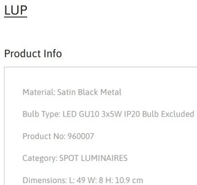 Plafonirea cu 3 spoturi design minimalist LUP negru