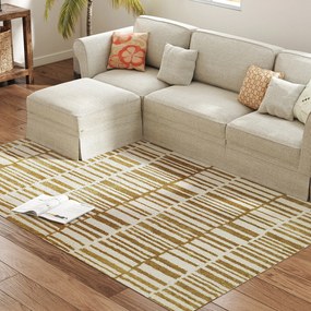 HOMCOM Covor de living 200 x 140 cm fir scurt lavabil în mașină hipoalergic pentru living, dormitor, birou, galben | Aosom Romania
