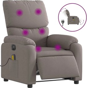 vidaXL Fotoliu electric de masaj rabatabil, gri taupe, textil