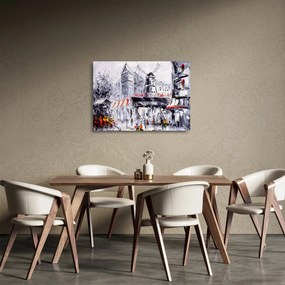 Tablou pe sticlă - Strada din Paris, pictură în ulei (70x50 cm)