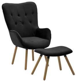 Set fotoliu si suport de picioare Black Footrest 105 cm