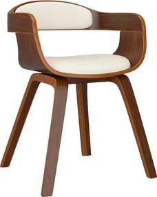 vidaXL Scaun de bucătărie, crem, piele ecologică și lemn curbat