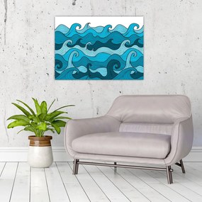 Tablou pe sticlă - Marea, abstracție (70x50 cm)