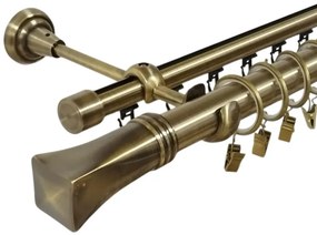 Galerie dubla malaga , teava neteda si profil,grosime 25 si 19mm, aur antic (Alege marime: 360 cm)
