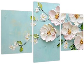 Tablou - Flori pe fundal albastru (90x60 cm)