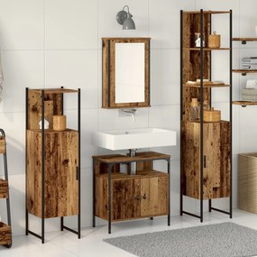 vidaXL Set de mobilier pentru baie din 4 piese - lemn vechi
