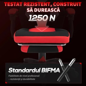 Vinsetto Scaun de Birou Ergonomic și Reclinabil cu Suport pentru Picioare Negru și Roșu | Aosom Romania