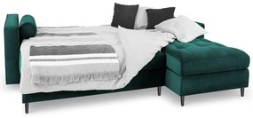 Colțar extensibil din catifea cu șezlong dreapta Milo Casa Santo, verde petrol