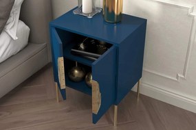 Noptieră lemn masiv Merlin Personalizabilă Accesorii placate cu Aur, 54 × 40 × 69 cm - Alb