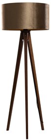 Lampă de podea cu trepied din lemn de nuc cu abajur din catifea bronz 50cm - Tripod Classic