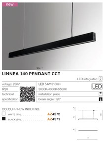 Lustra LED moderna design minimalist LINNEA 140cm alba