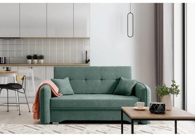 Canapea verde extensibilă/cu spațiu de depozitare cu tapițerie din chenille 155 cm Laine – ELTAP