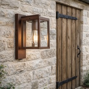 Lampa de perete exterioară maro ruginiu IP44 cu senzor de amurg - Charlois