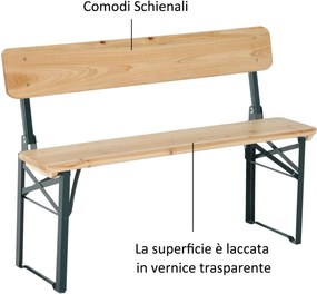 Outsunny Set Berarie de Extern Masa si 2 Banci cu Spatar Pliabil in Lemn de Brad