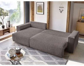 Colțar taupe extensibil/cu spațiu de depozitare cu tapițerie din catifea reiată Nihad – Bobochic Paris