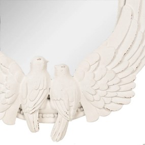 Oglinda de perete, alba, cu porumbei decorativi, 50x5x60 cm, Wings