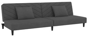 337618 vidaXL Canapea extensibilă cu 2 locuri, 2 perne, gri închis, catifea