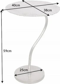 Masuta auxiliara cu aspect deosebit Leaf 40cm, argintiu