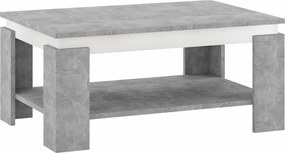 Masuta cafea PIANI, gri beton/alb, 90x60x41 cm