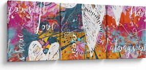 Tablou - Inima pe un fundal abstract (cu ceas) (90x30 cm)