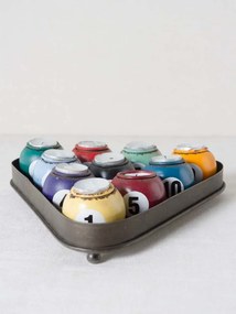 Suport de 10 lumanari, din ceara si metal, Snooker
