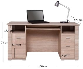 Masă PC Gwenn 1D3S (Stejar sonoma). 1052941