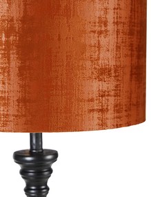 Lampa de podea clasica neagra cu abajur rosu 40 cm - Classico