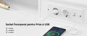 Masuta machiaj cu Oglinda LED si 9 Sertare pentru Cosmetice, Set Masa toaleta 107 cm, Alb, masuta cosmetica, vanity - SEA15