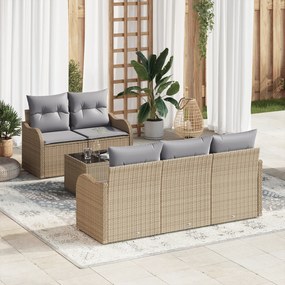 vidaXL Set Canapea Grădină 6 Piese cu Perne Bej din Ratan Poli