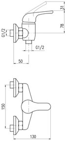 RAV Slezák SA080.5 - Baterie de duș SAZAVA, crom lucios