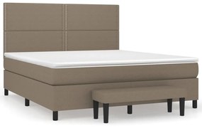 3136529 vidaXL Pat box spring cu saltea, gri taupe, 160x200 cm material textil