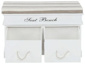 Bancă cu pernă, 2 sertare, alb/maro deschis, SEAT BENCH 1 NEW