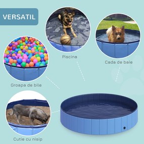 PawHut Piscină Pliabilă PVC pentru Câini, Albastru Deschis, Ușor de Curățat, 160x30cm | Aosom Romania