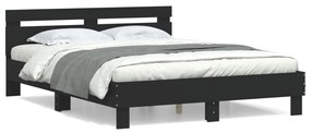 3207414 vidaXL Cadru de pat cu tăblie, negru, 150x200 cm, lemn prelucrat
