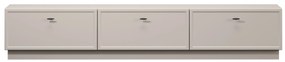 Comodă TV Lorini 200 cm cu sertare - culoare cașmir / mânere negre tip T-bar