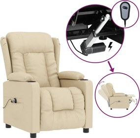 vidaXL Fotoliu rabatabil electric, crem, material textil