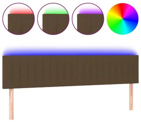Tablie de pat cu LED, maro inchis, 200x5x78 88 cm, textil 1, Maro inchis, 200 x 5 x 78 88 cm