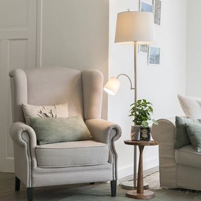 Lampă de podea clasică din oțel cu abajur alb și lampă de citit - Retro