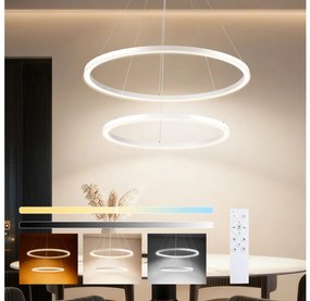 Brilagi - Lustră LED PORTOFINO, dimabilă, suspendată pe cablu, 98 W, 230 V, Ø 80 cm, albă + telecomandă