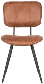 Scaune de dining maro coniac 2 buc. din piele Fos – LABEL51