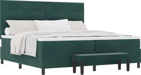 vidaXL Pat cu arcuri cu saltea Verde închis 200 x 200 cm Catifea