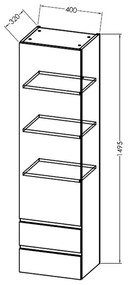 Dulap baie suspendat gri antracit cu o usa si 2 sertare, 150 cm, KolpaSan Naomi Gri Antracit