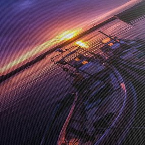 Tablou cu barci pescărești în port (120x50 cm)