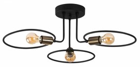 Lustra 3 Becuri Circle - 1341, Soclu E27, Max. 40W, Culoare Negru