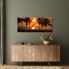 Tablou cu palmier în apus de soare (120x50 cm)