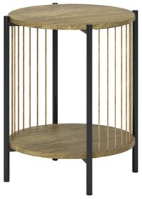 HOMCOM Masă Auxiliară Rotundă de 2 Nivele cu Raft și Structură de Oțel pentru Sufragerie Dormitor 43,5x43,5x51 cm Lemn Natural | Aosom Romania