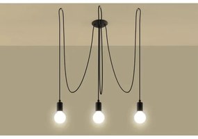 Lustră pe cablu EDISON 3 3xE27/60W/230V negru